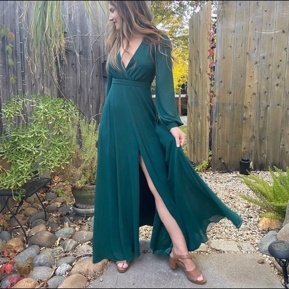 Long Sleeve Chiffon Maxi Dress 